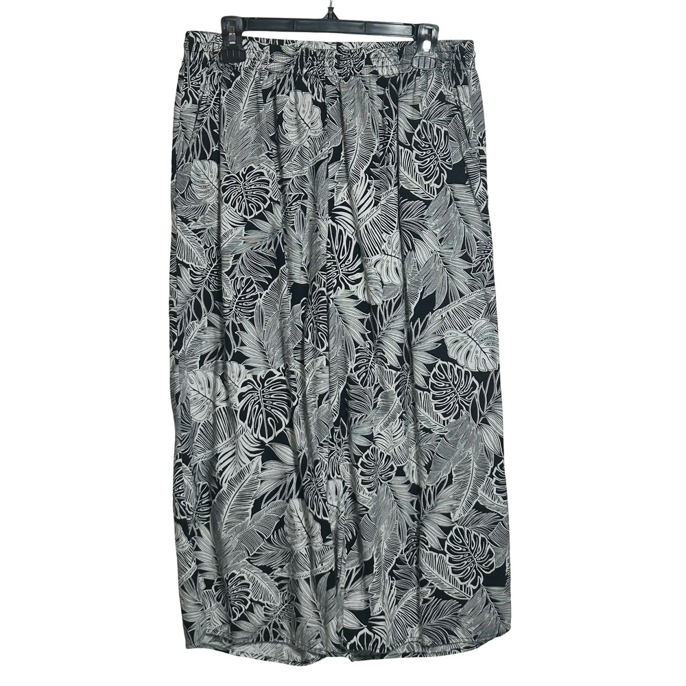 JONES & CO Tropical Wide Leg Cropped Palazzo Pants‎ Size 1X Resortwear Travel